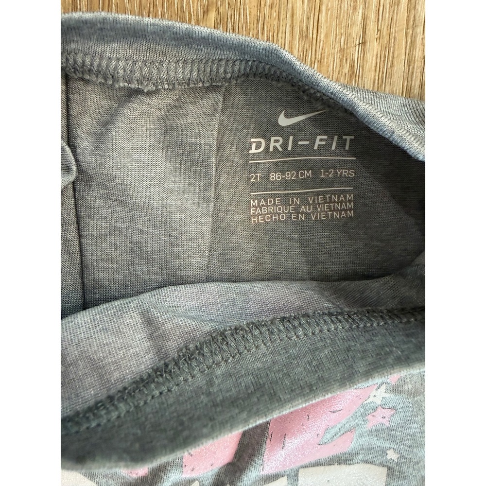 Nike Awesome Graphic Tee Space Dye Leggings Set Girls 2T Grey Pink Dri-FIT - Picture 2 of 5